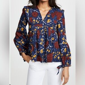 Sea New York Floral Blouse in Blue and Red